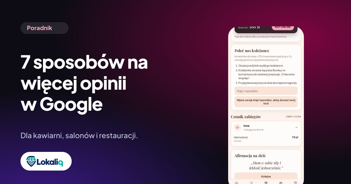 Wizytówka salonu z programem poleceń i przyciskiem opinii Google